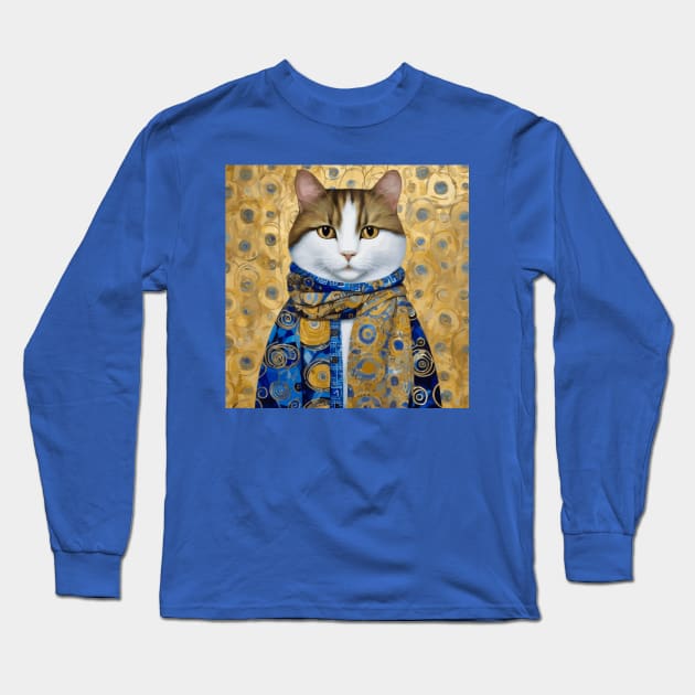 Klimt Tabby Cat with Warm Scarf Long Sleeve T-Shirt by bragova